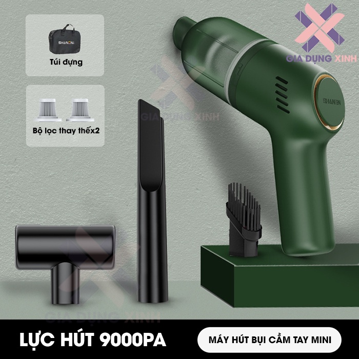 Máy hút bụi cầm tay không dây mini , hút bụi ô tô, sofa, giường, tủ lực hút mạnh 9000PA, hút liên tục 30phút
