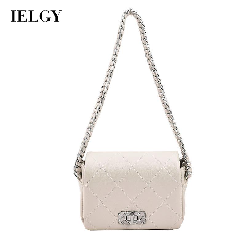Túi đeo vai IELGY hình vuông cỡ nhỏ in họa tiết hình thoi thời trang cho nữ
