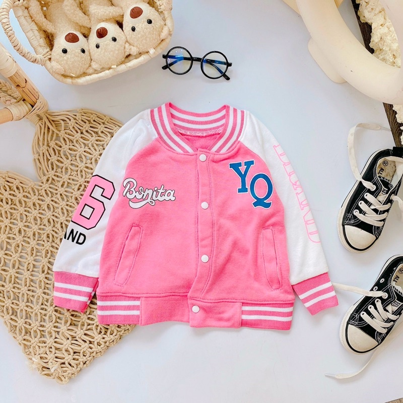Áo khoác Bomber YQ Chất Nỉ Cotton Cho Bé Trai Bé Gái 9-19kg