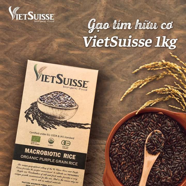 [ORGANIC] Gạo Tím Hữu Cơ- Gạo Lứt Tím Hữu Cơ VietSuisse Hộp 1kg