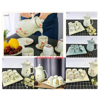 Bộ bình nước gốm sứ Bát Tràng cao cấp, an toàn, chất lượng cao, bảo vệ sức khỏe người sử dụng (nhiều mẫu)