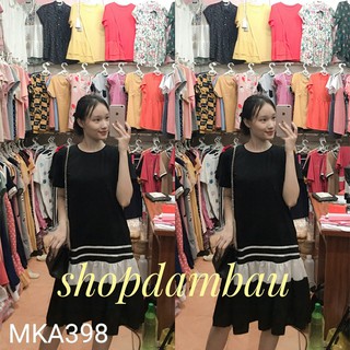 Đầm bầu mùa hè chất cotton đuôi cá BBA690 Đầm bầu maxi dáng dài màu đen