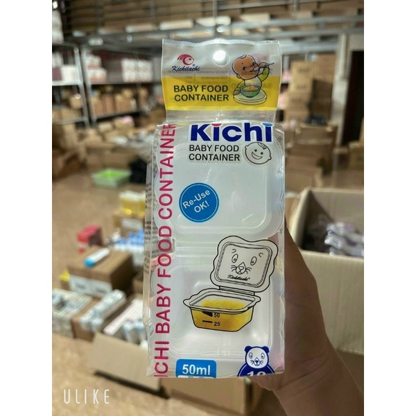 Bộ chia Hộp trữ thức ăn dặm Kichi 50ml / 100ml hình thú cho bé - KichiLachi (Công nghệ Nhật)