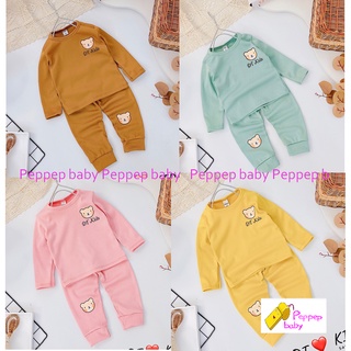 Đồ bộ dài tay bé trai, bé gái BABY chất len tăm họa tiết gấu nhỏ đáng yêu Mã BB02