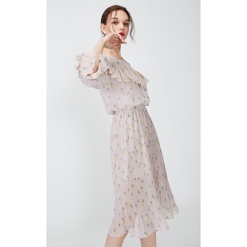 Đầm váy voan xếp ly cổ bèo cổ điển Vero Moda có hình chụp thật