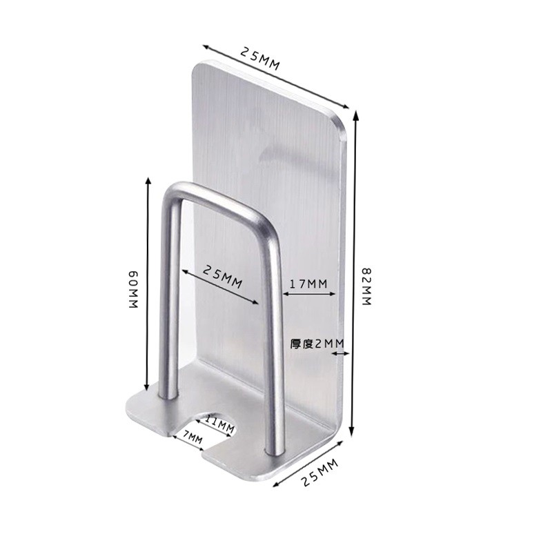 Móc treo bàn chải cốc đánh răng INOX 304 dán tường gạch men keo dán 3M siêu chắc - INOX