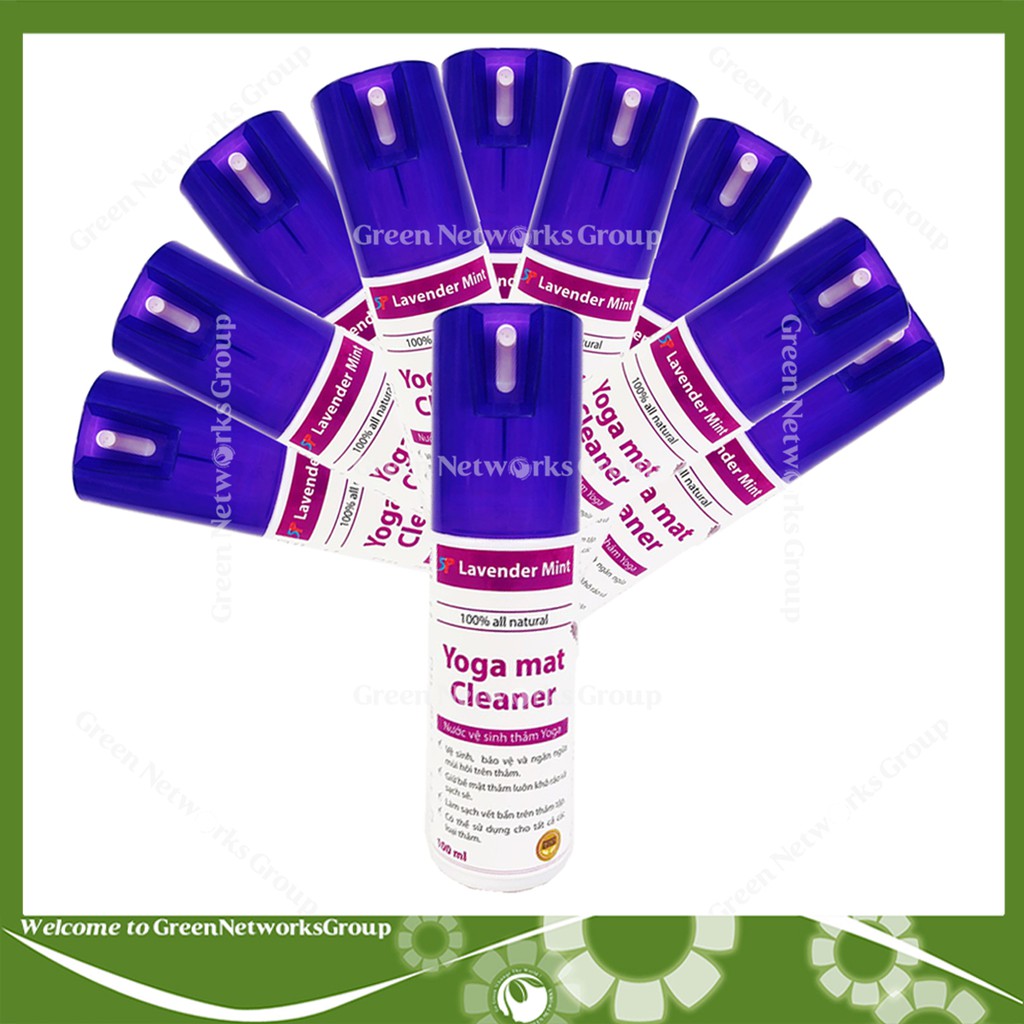 Bộ 10 chai xịt vệ sinh thảm tập Yoga Lavender Mint 100ml Greennetworks