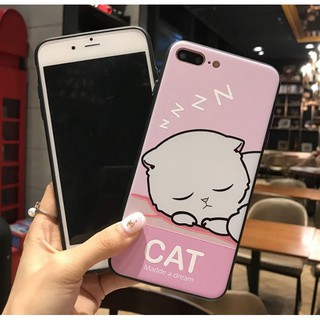 ỐP LƯNG SILICON " VIỀN HỒNG" CAT NGỦ CƯC DỄ THƯƠNG IPHONE 6/6S 6/6S PLUS 7/8 7/8 PLUS x