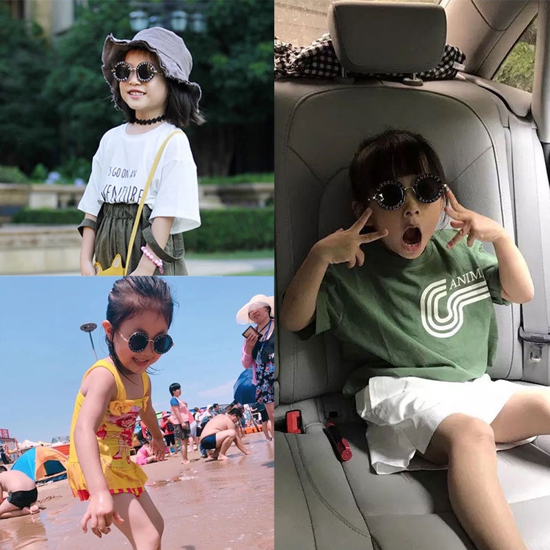 Kính mát  gọng in chữ cho bé 3-10 tuổi