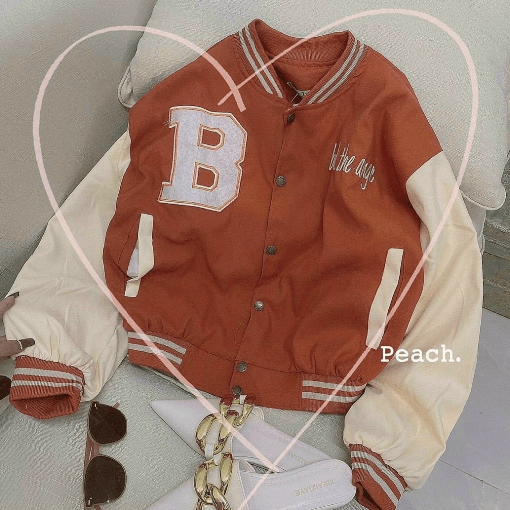 Áo Khoác Nữ Croptop Chữ B Chất Da Lộn Kiểu Bomber Form Rộng Mặc Trẻ Trung Năng Động NEW UNISEX