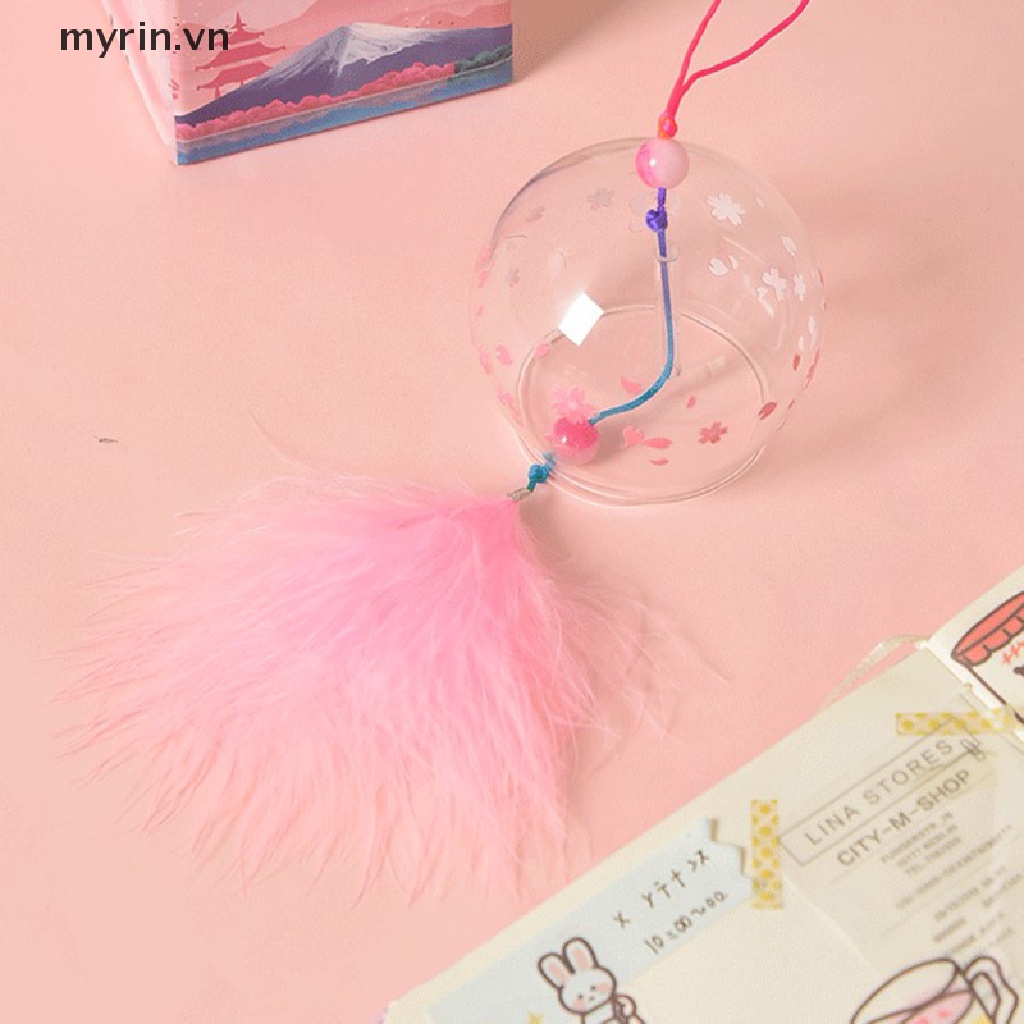 1 Chuông Gió Treo Trang Trí Bằng Thủy Tinh In Họa Tiết Hibiscus Phong Cách Nhật Bản Sáng Tạo