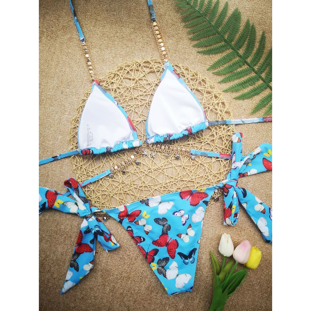 Bộ Bikini Có Đệm Tua Rua Đính Kim Sa Lấp Lánh Phong Cách Bohemia Cho Nữ ZMS03