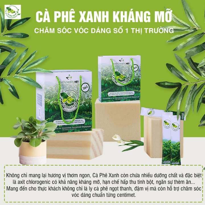 [Siêu rẻ] Cà Phê Xanh Thiên Nhiên Kháng Mỡ - Chính Hãng 3in1 10goi