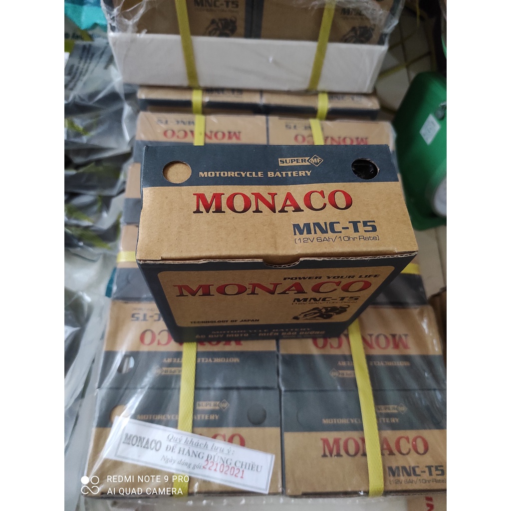 Bình ắc quy xe máy DR, WEVA, VIVA, FUTURE, JUPITER. Monaco 12V 6Ah bảo hành 6 tháng - hỏng đổi ngay bình mới,