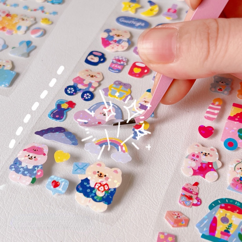 Miếng Dán Trong Suốt Họa Tiết Hoạt Hình Dễ Thương Chống Nước 3M Trang Trí Nhật Ký DIY