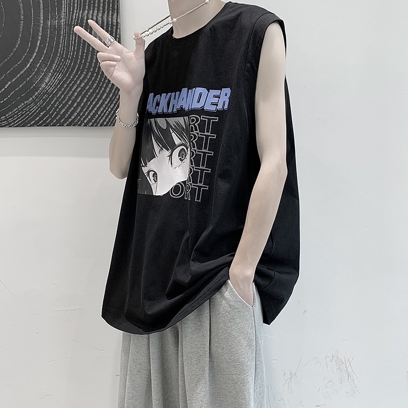 Áo thun sát nách in họa tiết thời trang trẻ trung cho nam