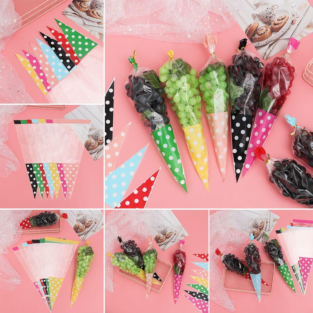 HECCEH Set 50 Túi Đựng Bắp Rang Bơ / Trang Sức Hình Nón Trong Suốt Thời Trang