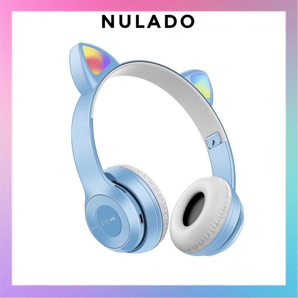 Tai Nghe Bluetooth P47-M Chụp tai có Mic Headphone không dây Dễ Thương tai mèo nghe nhạc, chơi game, học online NULADO