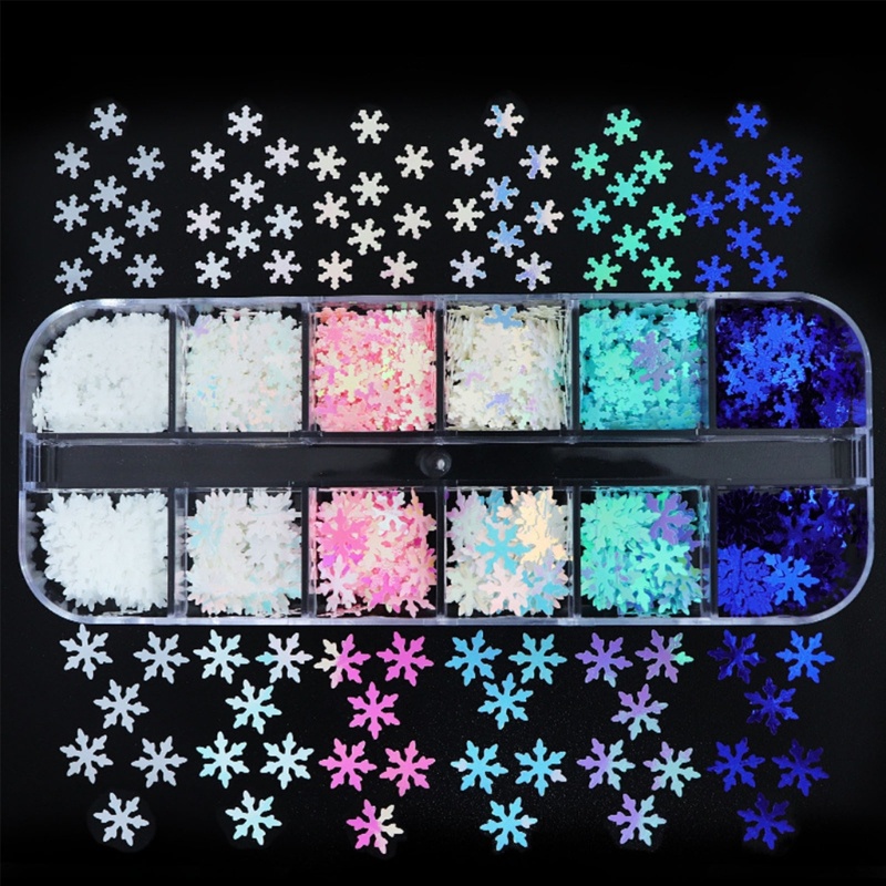 Hộp Sequin Hình Bông Tuyết Dùng Trang Trí Móng Nghệ Thuật