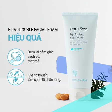 Sữa Rửa Mặt dành cho da mụn Innisfree Bija Trouble Facial Foam 150ml