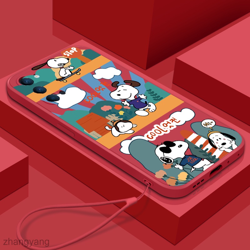 Ốp Điện Thoại Silicone In Hình Snoopy Có Dây Đeo Cho oppo reno 4 reno 5 reno 3 reno2 f reno 2