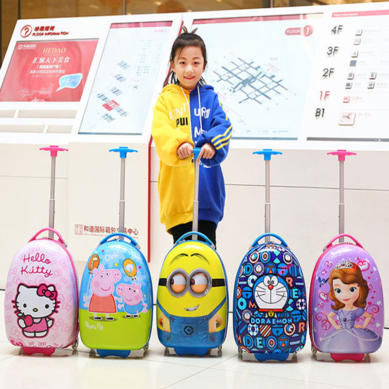 Vali trẻ em 18 inch Hello Kitty Phim hoạt hình Xe đẩy Trường hợp cho trẻ em Túi hành lý du lịch