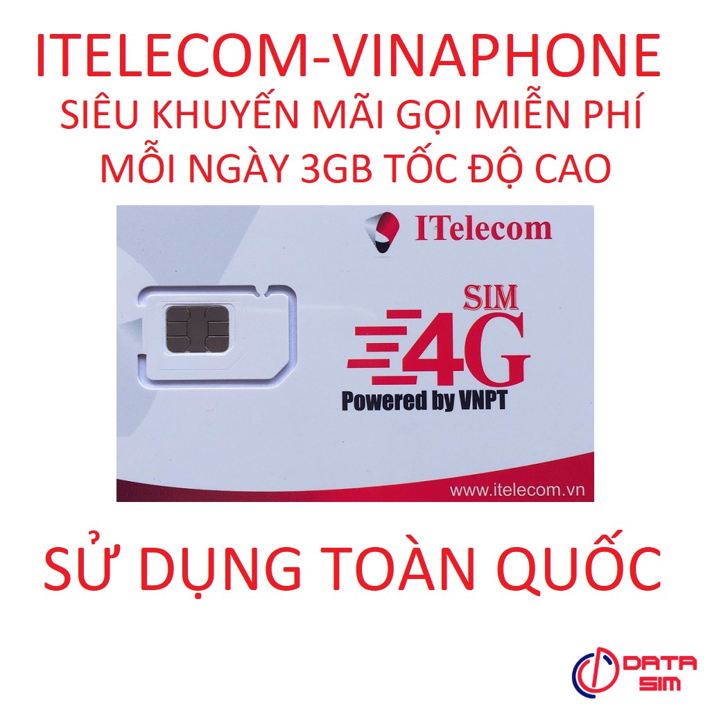Sim 4G itelecom vinaphone 90GB gọi miễn phí mua sim miễn phí vận chuyển