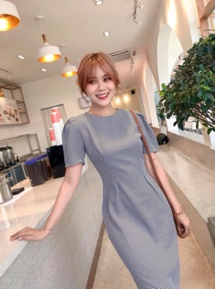 Đầm caro xếp li eo 2 màu (kèm hình thật)