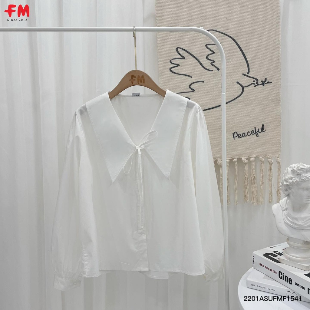 Áo sơ mi kiểu nữ FM Style cổ bẻ bánh bèo tay dài form rộng siêu xinh thời trang Hàn Quốc nhẹ nhàng nữ tính 220312402