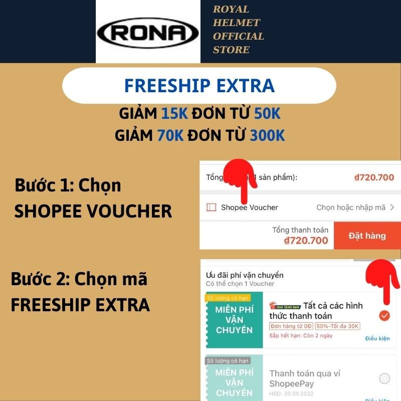 Mũ bảo hiểm nửa đầu RONA hali viền bạc cao cấp, bảo hành 12 tháng, freeship toàn quốc, giao hỏa tốc tại HCM