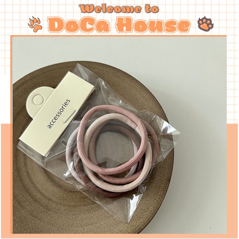 Dây Buộc Tóc Doca, Set 5 Dây Chun Buộc Tóc Co Dãn Thời Trang Hàn Quốc