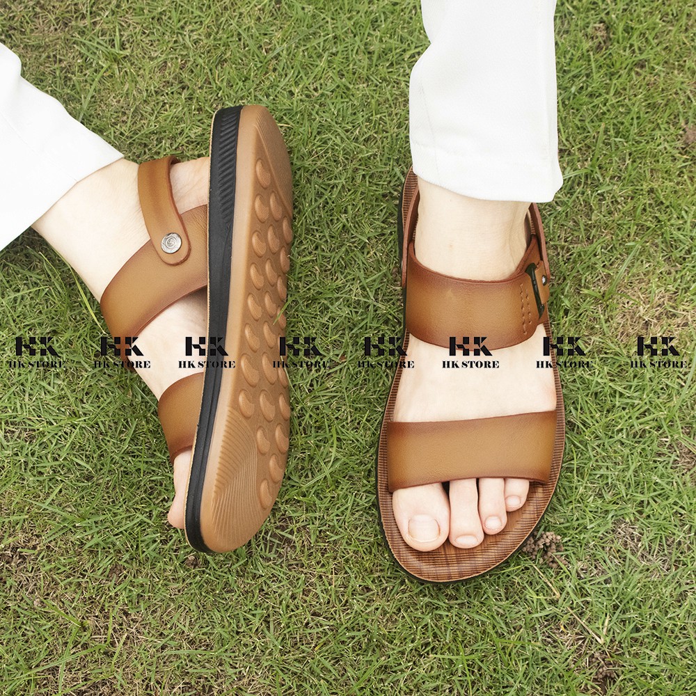 Dép sandal nam da bò cao cấp  HK.STORE  kiểu dáng thời trang thoáng mát là sản phẩm kết hợp giữa da bò thật và đế kế