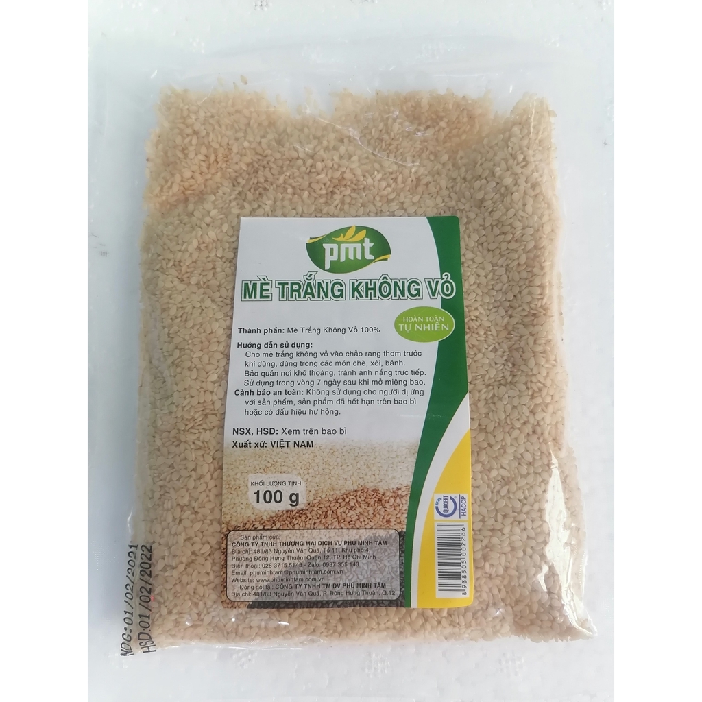 [100g] MÈ TRẮNG KHÔNG VỎ [VN] PMT White Sesame (btn-hk)