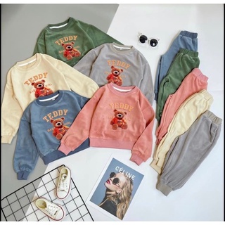 Bộ nỉ bông gấu Teddy cho bé