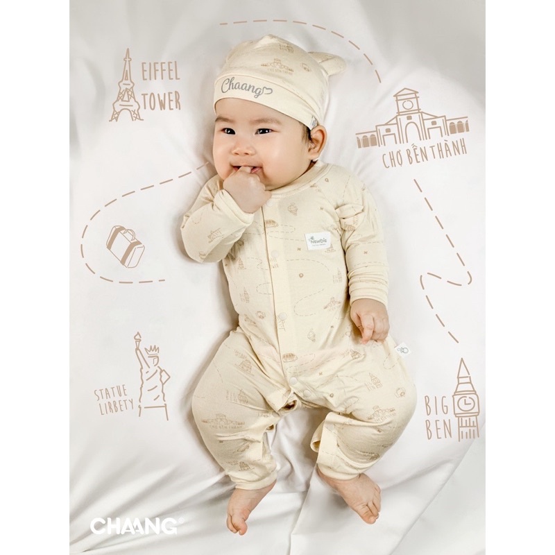 Body dài sơ sinh CHAANG vải cotton mỏng mát thấm hút mồ hôi cho bé ( KHÔNG KÈM MŨ TAY CHÂN )