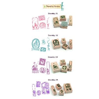 Bộ đóng dấu gỗ Alice & Dorothy trang trí album, sổ