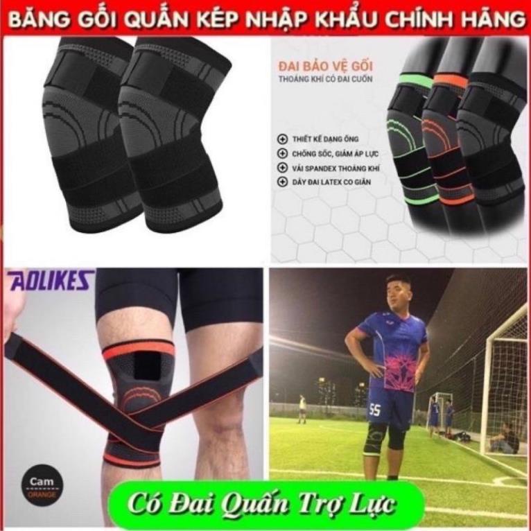 Bó gối cao cấp Aolikes chính hãng có đai cuốn bảo vệ khớp gối{túi 1 chiếc}