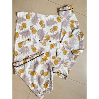 Bộ mặc nhà hoa vải tơ đũi