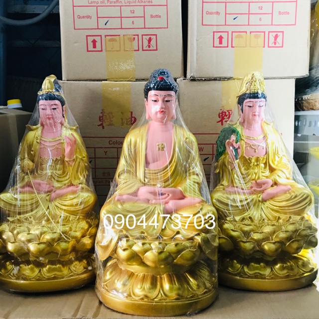 Bộ 3 tượng Tây Phương Tam Thánh cao 30cm