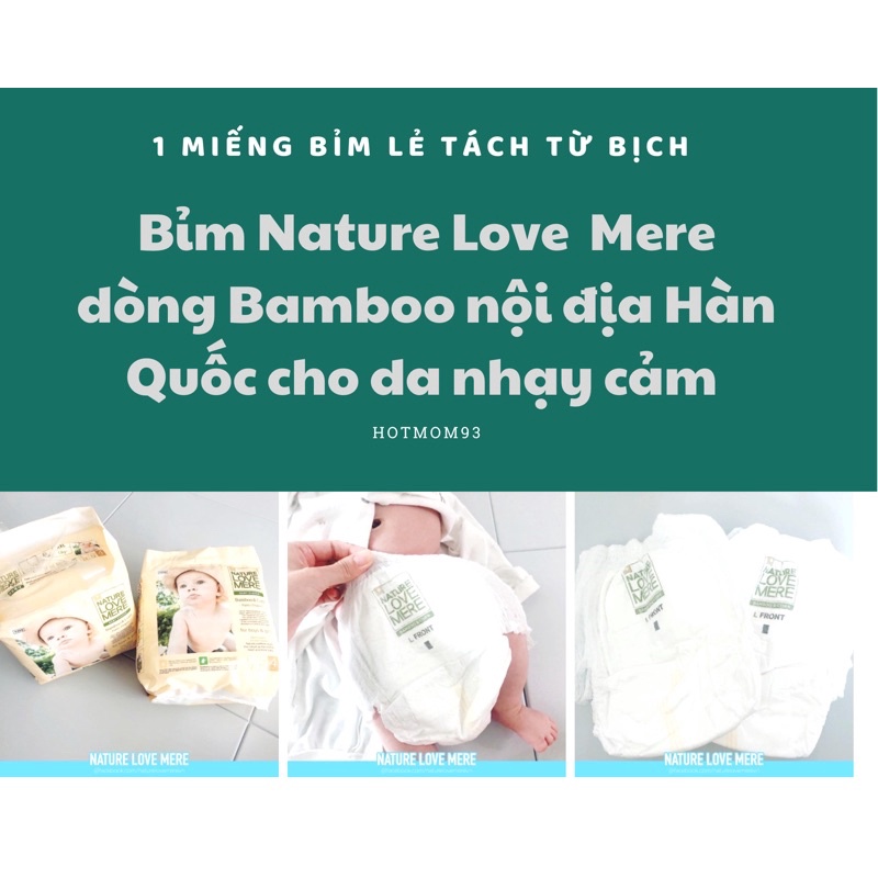 Miếng thử bỉm quần ( tách bịch) Nature Love Mere dòng cao cấp Bamboo &amp; Corn nội địa Hàn Quốc L1/XL1/XXL1