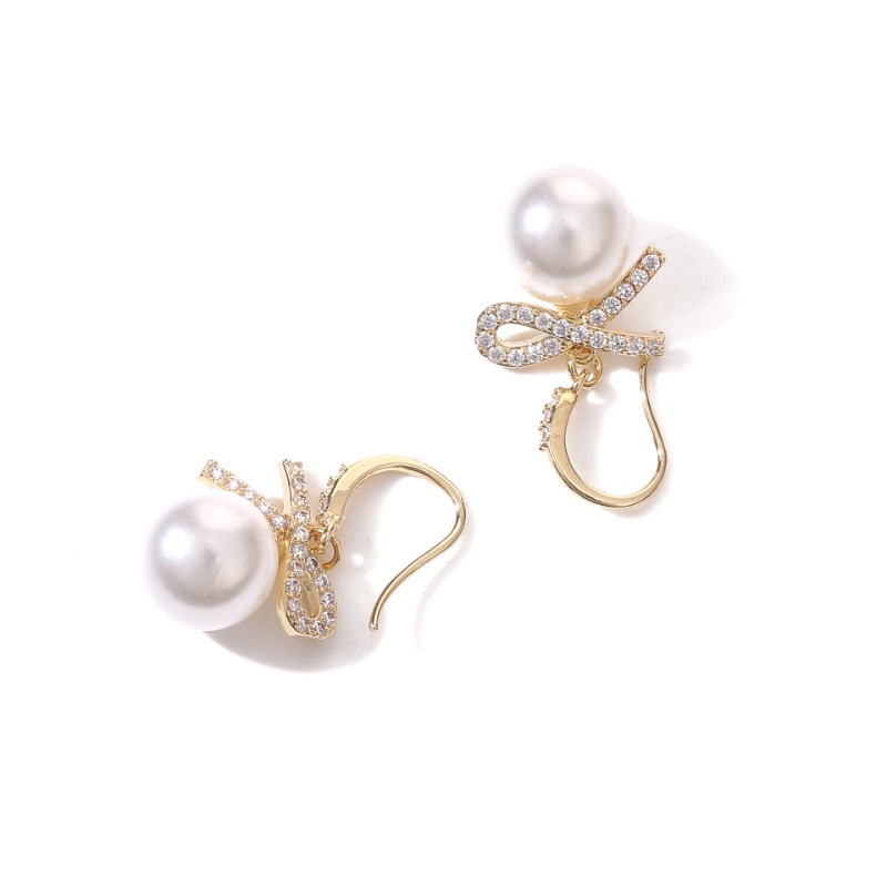 Bông Tai Hình Máy Bướm Đính Ngọc Trai Lớn Thanh Lịch Thời Trang Cho Nữ