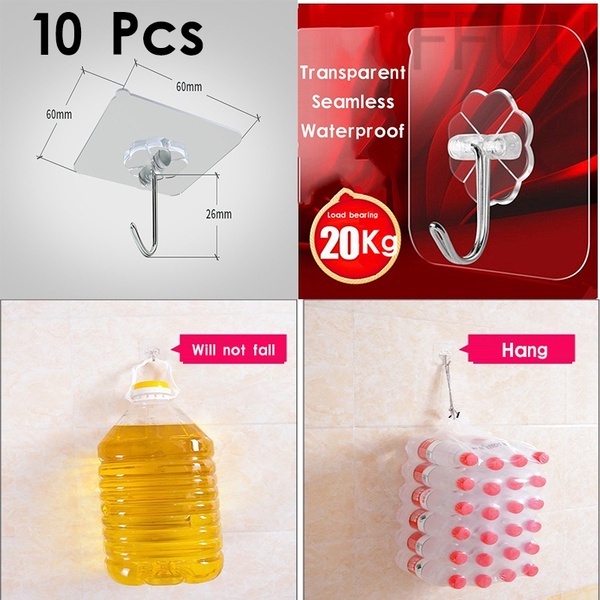 10 Móc treo gắn tường trong suốt lực chịu nặng tiện dụng