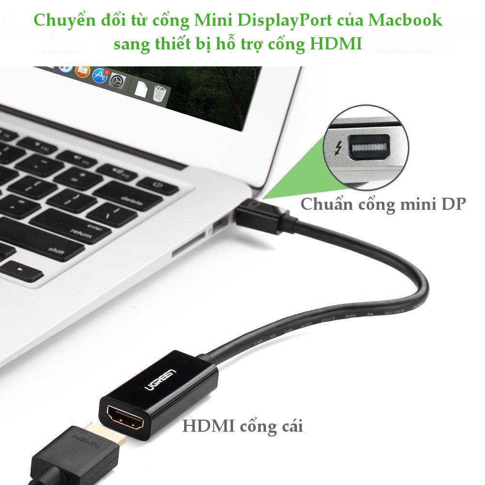 Ugreen 10460,10461 - Cáp Mini Displayport to HDMI chính hãng  ✔HÀNG CHÍNH HÃNG ✔