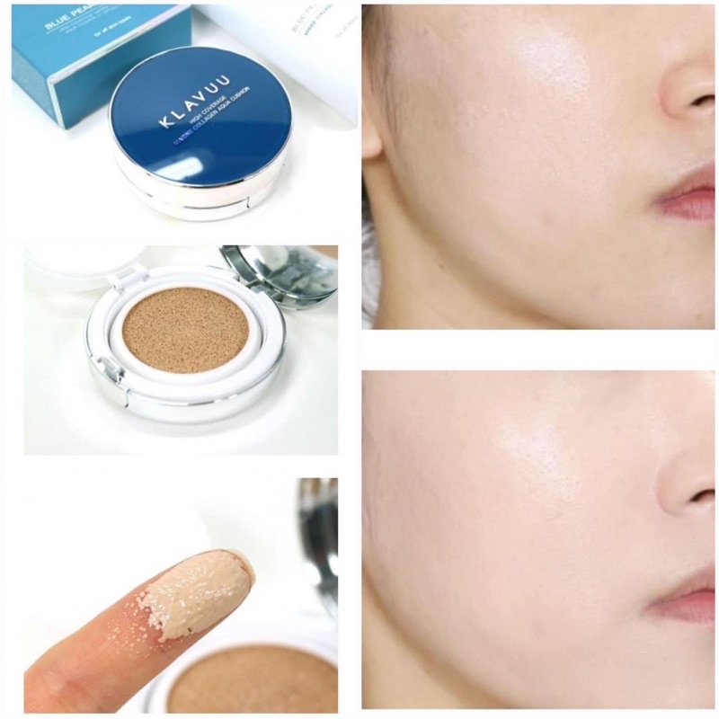 Phấn Nước Klavuu Blue Pearlsation High Coverage Marine Collagen Aqua