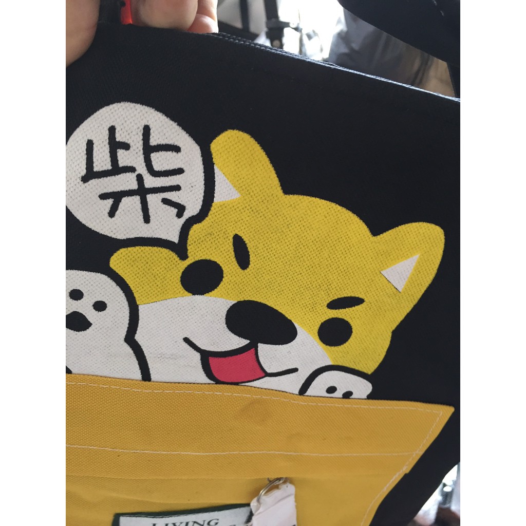 [FreeShip 50K] Túi Vải Tote Chú Chó Hachiko Ver2 Siêu Xinh ( Ảnh Thật )  (Tặng Kèm 1 Gương Mini Siêu Xinh)