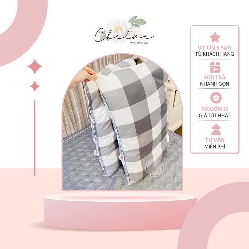Cặp Gối Hilton MJ Caro Và Trơn , Gối Chần Bông Siêu Rẻ