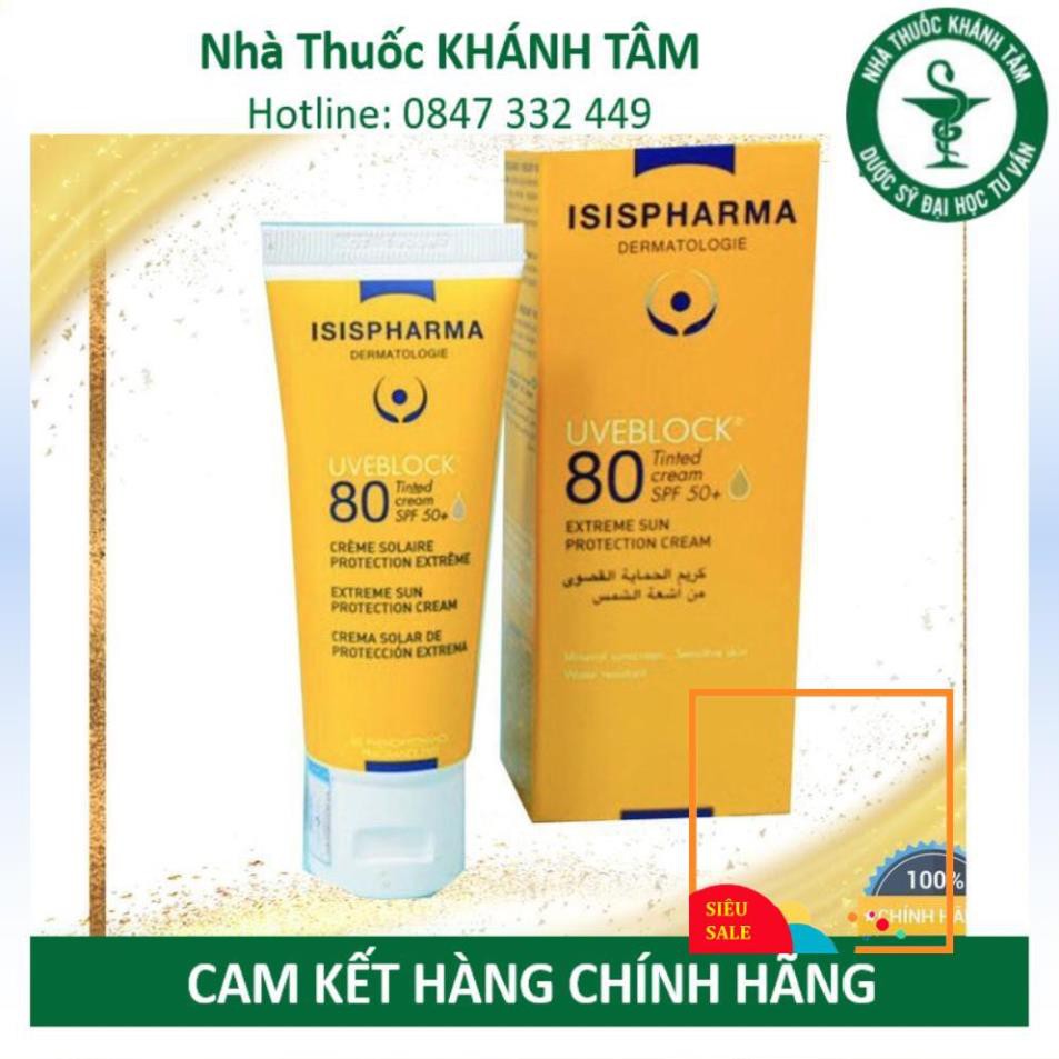 ! Kem chống nắng ISIS Pharma Uverblock 80 Tinted màu nâu 40ml ! !