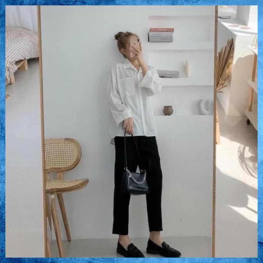 [Freeship] Áo Sơ Mi Dài Tay CHỈ NỔI Form Rộng Dáng Suông Cực Giấu Dáng Mẫu Freesize Dễ Phối Đồ | BigBuy360 - bigbuy360.vn