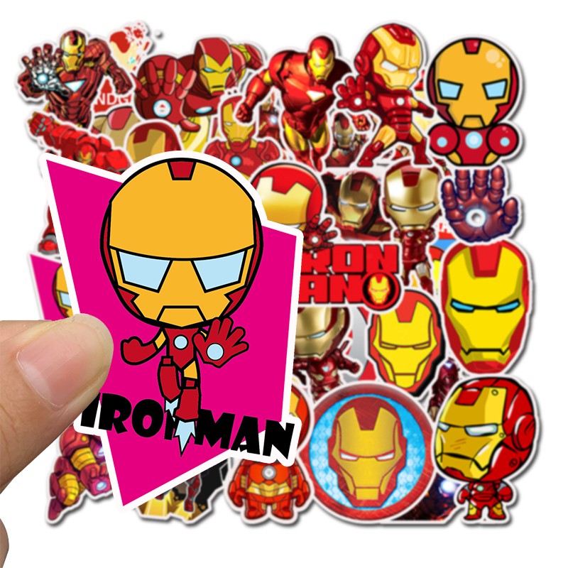 Set Sticker dán phong cách hình siêu anh hùng Iron Man độc đáo dùng để trang trí