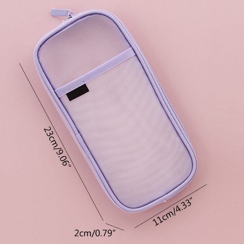 Túi Lưới Đựng Bút 2 Tầng Có Khóa Kéo Nhỏ Gọn Giá Đỡ